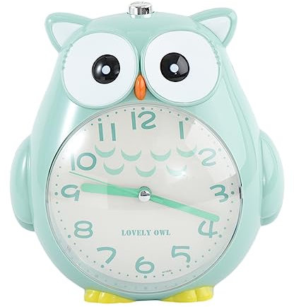 CVUTOVO 1 pièce Réveil Musical Hibou Horloge de Bureau Silencieuse Multifonctionnelle avec Veilleuse Design Cartoon pour Garçon Fille et Étudiants sans Pile