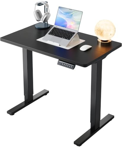 HUANUO Standing Desk 80x48cm mit 4 Memory height settings | sit-stand design, small standing desk for home office & workstation,2-part tabletop