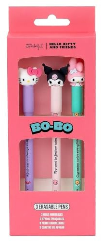 Mr. Wonderful - Set de 3 bolis borrables Bo-Bo - Hello Kitty, My Melody y Kuromi