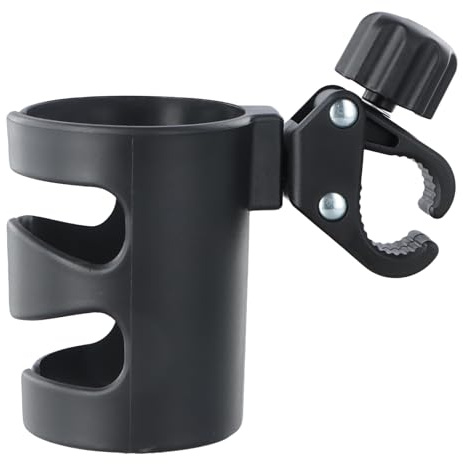 Porta Bicchiere Passeggino Universale 360° Girevole | Supporto Biberon e Bottiglia Antiscivolo, Porta Bevande Regolabile per Passeggino, Bicicletta, Sedia Rotelle, Scooter (Nero)