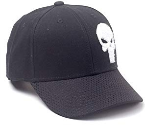 MARVEL COMICS Punisher Varsity Adjustable Cap Baseball, Schwarz (Black Black), Einheitsgröße, Schwarz (Schwarz Schwarz), Einheitsgröße