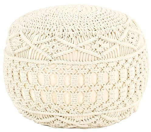 vidaXL Makramee Sitzpuff Handgefertigt Rustikal Sitzpouf Sitzhocker Hocker Pouf Puff Ottomane Fußhocker Fußschemel Rund 45x30cm Baumwolle