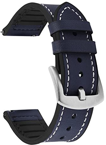 Fullmosa 22mm Correa Reloj Cuero y Silicona,Pulsera Reloj Híbridas de paraGarmin Forerunner 255/Venu 3/2/Vivoactive 4(45mm);Samsung Gear S3 Classic/Frontie/Galaxy Watch 46mm/Watch 3 45mm