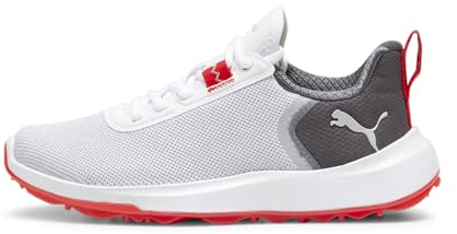 PUMA Fusion Crush Sport JR, Golf Shoe, White-Dark Coal, 39 EU