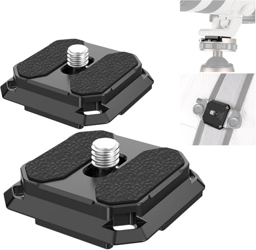 NEEWER Plaques à Dégagement Rapide Carrées de 38mm de Arca Type QR pour Fixation de Sangle d'appareil Photo,tête de trépied à Sangle d'épaule Interrupteur Rapide, QPR-5