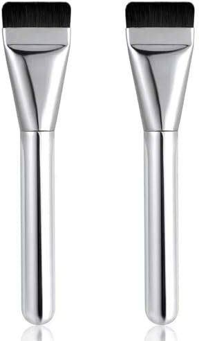 Landrain Lot de 2 pinceaux de maquillage ultra fins pour fond de teint, pinceaux de maquillage plats