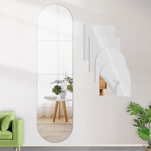 DONGDA Grand Miroir Mural Adhesif Acrylique, Sans Cadre en 4 Parties, Autocollant pour Porte Mur Couloir (4 Parties, 30cm x 30cm)