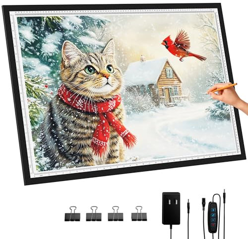 DONPODER Leuchttisch A1 für Diamantmalerei – 3 Farbtemperaturen & 10 Helligkeitsstufen, Dimmbares Lichtpad zum Zeichnen, Nachzeichnen, Malen & Basteln, Kinderleuchttisch mit LED-Beleuchtung