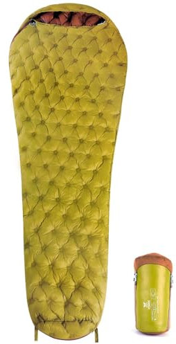 Xsog Ultralight Down Sleeping Bag for Adults, 1.92lbs 32-55F 650 Fill Down, Lightweight Compact Mummy Backpacking Sleeping Bag for Outdoor Camping and Hiking, Compressible -MFH500 (Golden Palm)