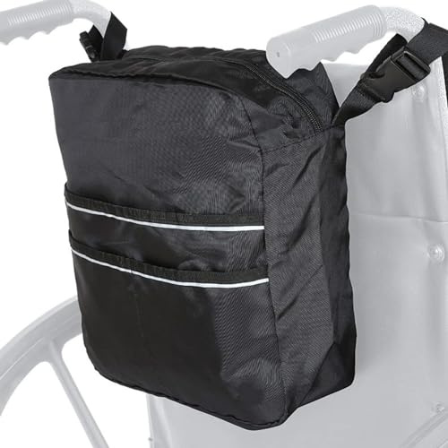 Rollator Bag, universa-l Wheelchair Bag, Basket for Rollator Walker & Transport Chairs, Water-Resistant Walker Storage Bag, Disabled Medical Mobility Aid Pouch Installed Outside Or Inside of Walker