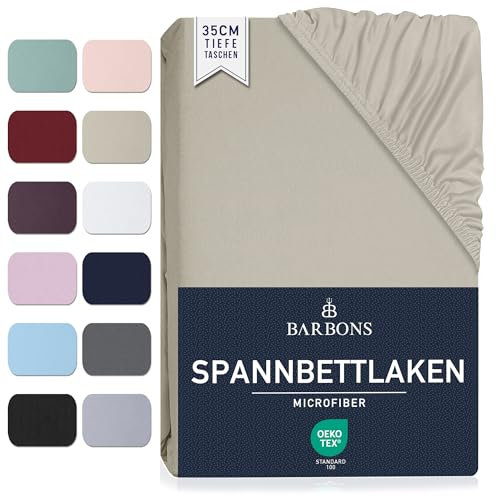 Spannbettlaken 160x200cm - 35 cm Tiefe Tasche Spannbetttuch Oeko-TEX Zertifiziert Gebürstete Polyester Mikrofaser Bettlaken Bettbezug für Boxspringbett Dicke Matratzen (160 x 200 cm - Sand)