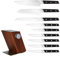 yekulanyue Professional Kitchen Knife Set, 9-Piece Stainless Steel Knife Block Set Black Pakkawood Handle