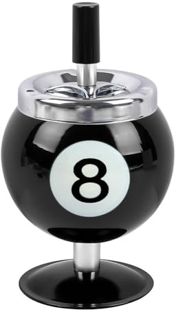 sulanmo Cendrier Modèle Boule de Billard Noir, Cendrier Original Coupe-Vent avec Couvercle, Cendriers Poussoir de Table Pour Intérieur Extérieur, Cadeau pour Homme Garçon