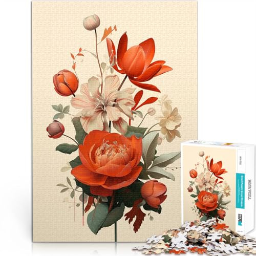 Puzzles pour Adultes 1000 pièces Bouquet de Fleurs Oranges Jouet éducatif intellectuel décompressant Jeu de défi Unique 75x50cm