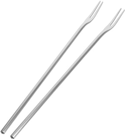 DINHEAROM 2Pezzi Forchette da Frutta Acciaio Inossidabile Due Denti per e Feste Accessori per Dessert e Antipasti Design