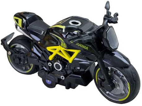 YORISMAL Aleación de cuerda para motocicleta, juguete de moto, juguete de retracción, juguete educativo para niños, adecuado para cumpleaños y ocasiones especiales (amarillo limón)