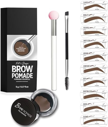 Eyebrow Stencils, Eye Brow Stencil Kits Brow Stamp Perfect Eyebrows, Waterproof Eyebrow Stamp Trio Kit with Sponge Applicator Long-Lasting for Girls With 10PCS Eyebrow Shaping Kit, Light Brown