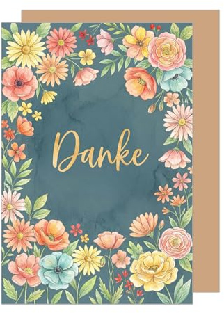 Edition Seidel Tarjeta de agradecimiento premium con sobre, tarjeta de felicitación, tarjeta plegable, tarjeta de agradecimiento, agradecimiento, agradecimiento, gracias, hombre, mujer, flores (D172