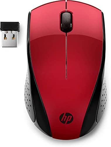 HP 220 Mouse Wireless, Tecnologia LED Blu, Sensore Ottico da 1300 DPI, 3 Pulsanti e Rotella di Scorrimento Integrata, Impugnature Pratiche e Funzionali, Ricevitore Nano Incluso, Design Moderno, Rosso