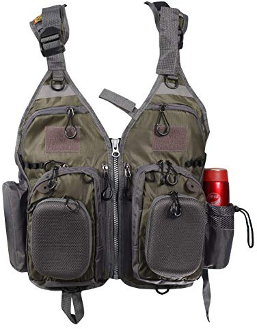Flygo Trout Fishing Vest Fly Fishing Vests for Men and Women Adjustable Size (One Size, #3 Army Green)