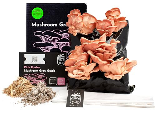 Urban Farm-It Mushroom Growing Kit (XL Pink Oyster) | Gardening Gifts for Women, Men & Kids | Code to Claim Free Spawn & Begin Growing When Ready | Fun, Educational, Easy to Use & Delicious to Eat