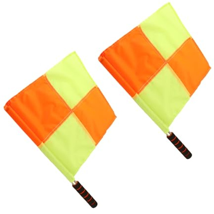 Soccer Referee Flags, Soccer Linesman Flags, 2 Pcs Cloth Soccer Linesman Flags Solid Red and Yellow with Stainless Steel Metal Pole Foam Sponge Handle for Soccer