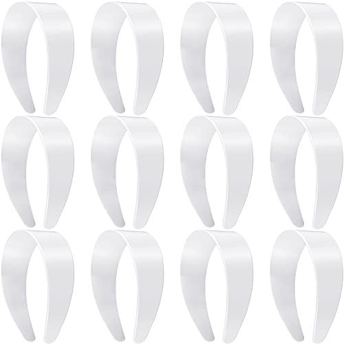 Chuangdi 12 Pieces Plastic Headbands Wide Hard Plain Craft Headband Plastic Hairband for DIY Hair Accessories Women(2 Inch,White)