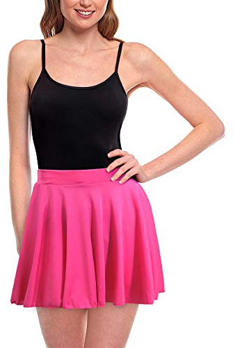 Faldas Mujer Cortas Plisada Básica Fucsia [Falda Skater Patinaje]【Talla S】 Multifunción Disfraz Baile