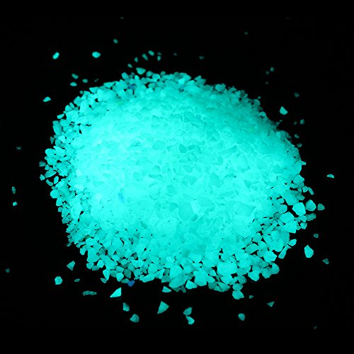 Shiny Stone Glow in The Dark Aquarium Neon Gravel Sand, Decorative Rocks for Fish Tank and Fairy Garden, Home Dec,305g/0.67lbs (Blue Green, 3-5mm)
