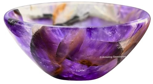 Amethyst Crystal Bowl - 2 Inch Decorative Bowls for Room and Home Decor - Gemstone Healing Crystals for Elegant Display, Positive Energy Balance and Gift