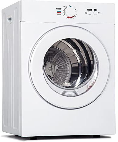 Euhomy Sèche-linge compact 1,8 cu, séchoir à linge portable avec évacuation d'air avec doublure en acier inoxydable à quatre fonctions, convient pour appartements, chambres, caravanes, blanc