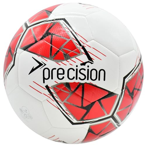 Precision Fusion FIFA Basic Training Ball, All-Weather, IMS Certified, Official, Highly Durable, 3.5mm Eva Foam, White, Red, Grey, Size Ball 3
