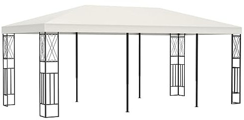 Gecheer Gazebo 3 x 6 m grädde i tyg, utomhustlusthus, trädgårdspaviljong, festtält, grillpaviljong, trädgårdslusthus