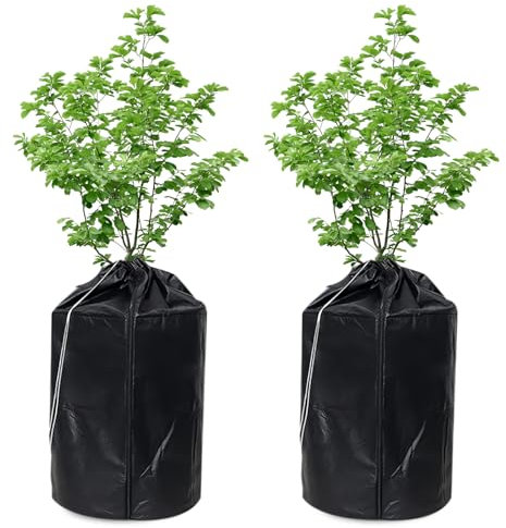 BORDEAG Thermo Topfschutz,2 Stück 45 * 55cm Winterschutz Für Kübelpflanzen Mit Zugband,Frostschutzbeutel Für Topfpflanzen,Frost Schutz Für Pflanzkübel Für Topfpflanzen,Sträucher