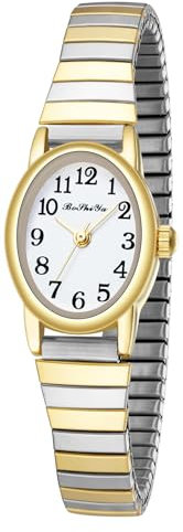 BOSHIYA Two Tone Uhren für Frauen leicht zu lesen Analog Quarz Frauen Uhr mit Edelstahl Expansion Band Damen Armbanduhren Wasserdicht