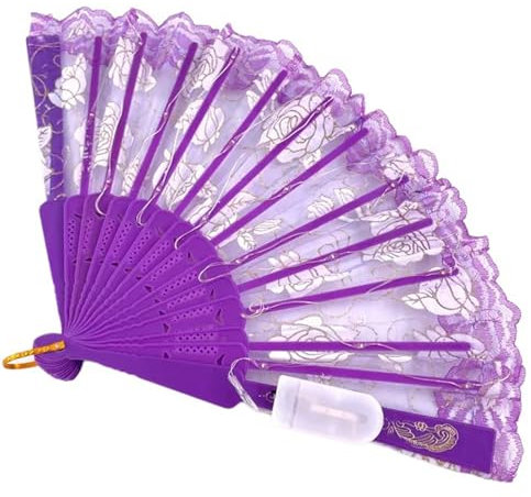 YCHUCH LED Light Up Fan Folding Handheld Fan LED Hand Fan Folding Hand Fan For Women Halloween Dancing Wedding Party