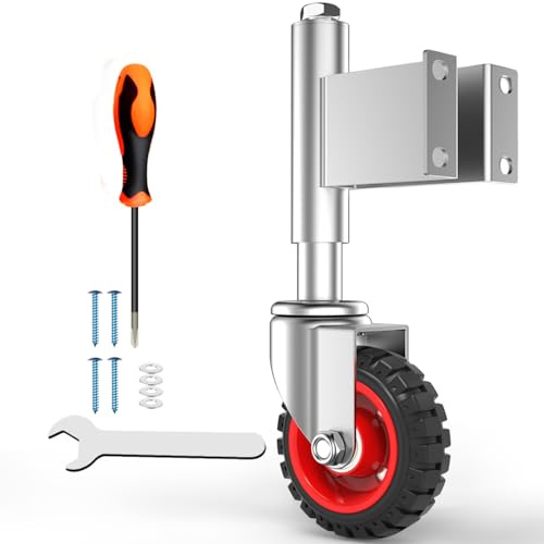 Homhoo 4” Spring Loaded Gate Casters for Wooden Gates, Rubber Tire