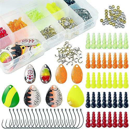 L PATTERN Lot de 241/149 cuillères à truite - Clignotants - Avec accessoires de pêche - Pour brochet, sandre, perche - Modèle classique