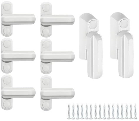 Crozgan 8Pcs Sash Jammers Window Locks with Screws Sash Blocker Jammer Security Locks Anti-Theft for UPVC/PVC Doors Windows