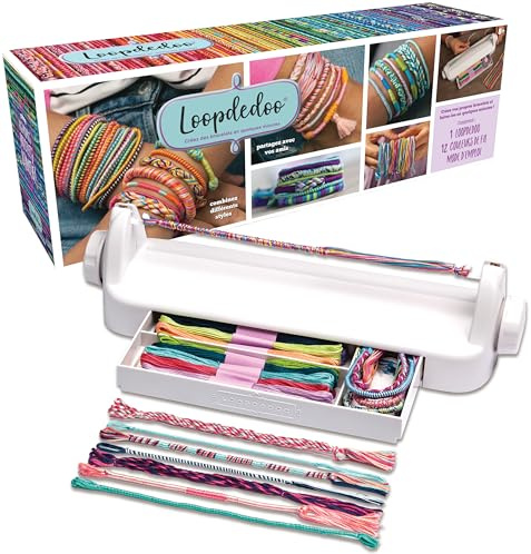 Goliath - LOOPDEDOO FR - Kit de Bracelets d'Amitié DIY pour Enfants dès 8 ans - Mode d'Emploi En Français - Métier à Tisser Rotatif Facile - 12 Fils 100% Coton Inclus - Activité Créative -Idée Cadeau