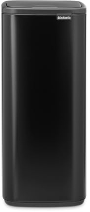 Brabantia Bo Touch Cubo de basura 30L (Negro mate), cubo basura reciclaje rectangular y compacto, con sistema de abertura Soft-Touch, papelera cocina con cubo extraíble, incluye bolsas PerfectFit