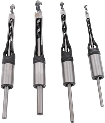 Garosa Bit di Trapano a Foro Quadrato in Lega Set 4pcs 1/4in, 5/16in, 3/8in, 1/2in per Giunti di Mobili, Creazione di Mobili, Rimozione Rapida del Chip