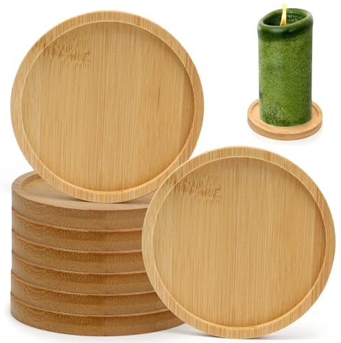 8 piezas platitos para velas de bambú, bases redondas para velas Ø 9,5 cm para velas gruesas, velas de bautizo, velas de boda, platos decorativos para decoración de mesa, salón, portavelas