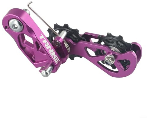 Besttoolifes Tensor de cadena de bicicleta de aluminio premium para una sola velocidad, funciona con cadenas de 8 y 12 velocidades (morado)
