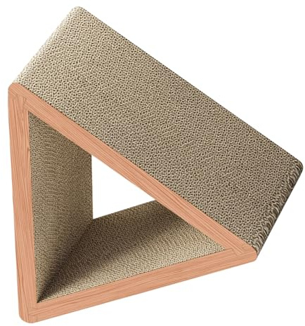 ROMISBABA Rascador Triangular Plegable para Gatos de Interior Tablero de Cartón Corrugado Resistente de 6 Lados Juguete Interactivo para Ejercicio y Cuidado de Uñas Accesorio Compacto