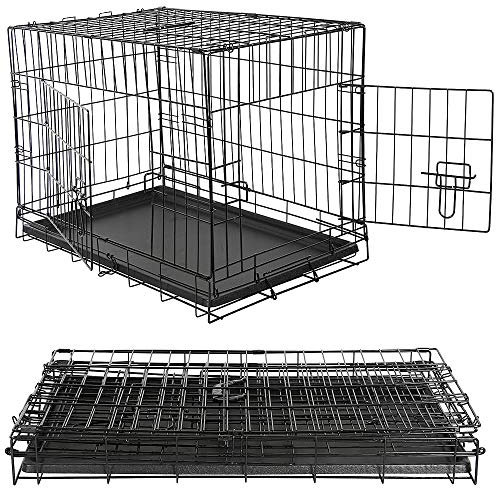 Melko Drahtkäfig für Hunde 107 x 70 x 75,5 cm mit 2 Türen, faltbar