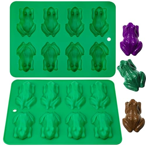 Webake Frog Chocolate Moulds Silicone 2 Pcs Candy Mould Reusable DIY Baking Molds for Jelly, Crayons, Gelatin, Cake Decoration, Soap, Resin