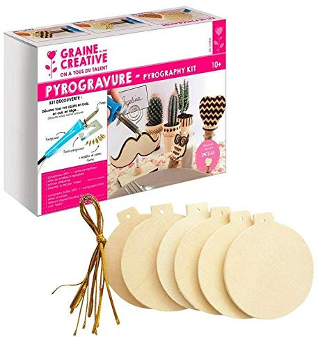 Coffret pyrogravure + Boules de Noël en Bois à Suspendre
