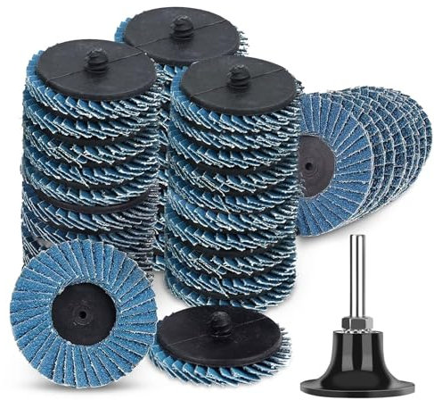 SUNJOYCO Fächerscheiben-Set mit 1/4-Zoll-Schaft-Scheibenhalter, Schnellwechsel-Schleifscheiben für Schleifmaschine, Rotationswerkzeug, Reinigung, Schweißnähte, Rost, Zirkonia, Aluminium, Körnung