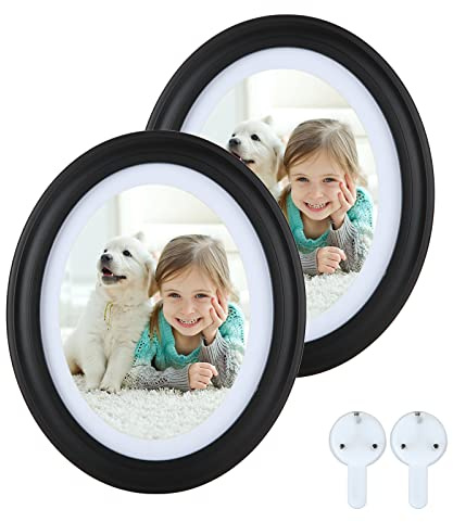 SENENQU 2 Pack Oval Picture Frames 5x7 Black Oval Frames with Mounting Screws and Hooks, 5 by 7 Ovals Wall Picture Frame Photo Frame for Home Decor, Photo Gallery